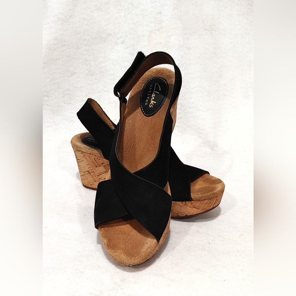 Clark's Annadel Eirwyn Crossover Wedge Sandal size 7 1/2